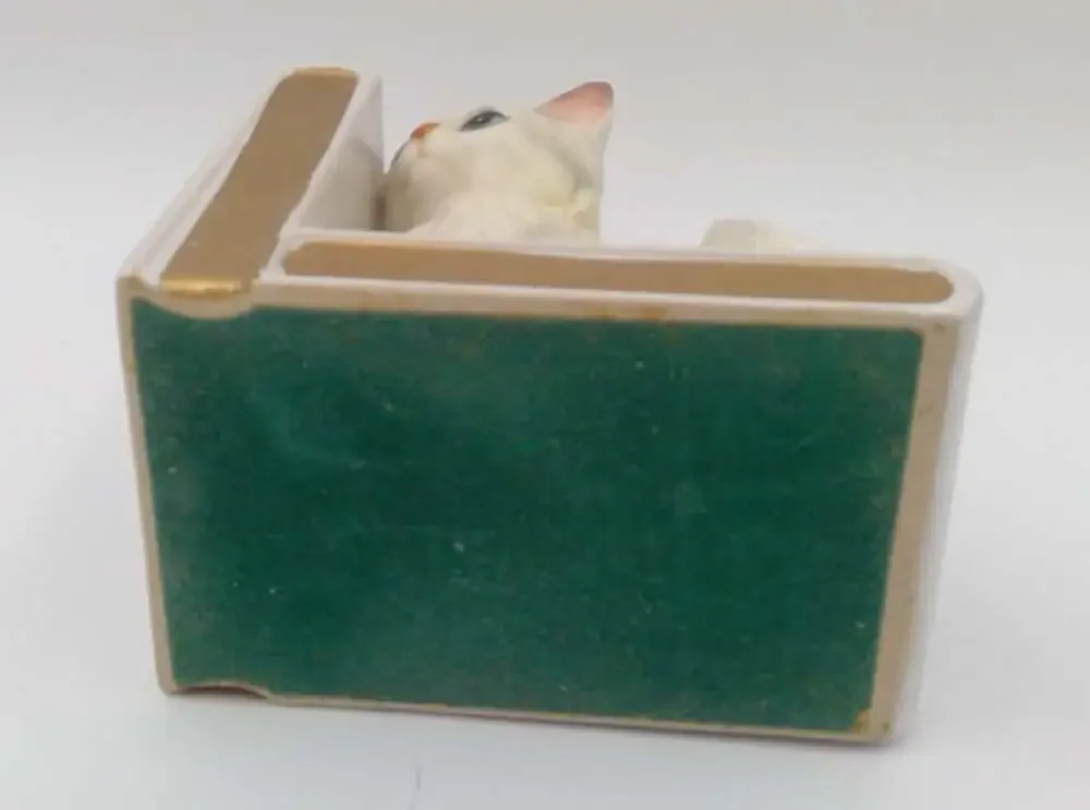 Vintage 1950s Lefton Japan White Persian Cat Porcelain Bookend Single H518 READ!